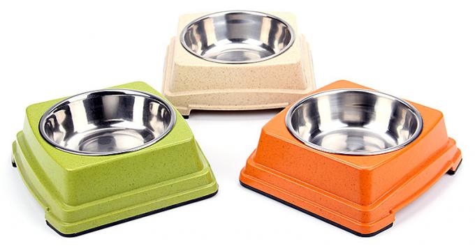 Buena calidad mayorista de venta caliente de bambú de acero inoxidable Perro de cachorro de alimentación de comida tazón 4