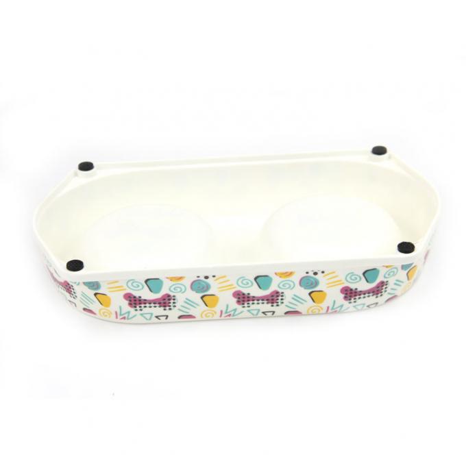 Cuenco portátil de bambú doble ecológico para perros y mascotas 2