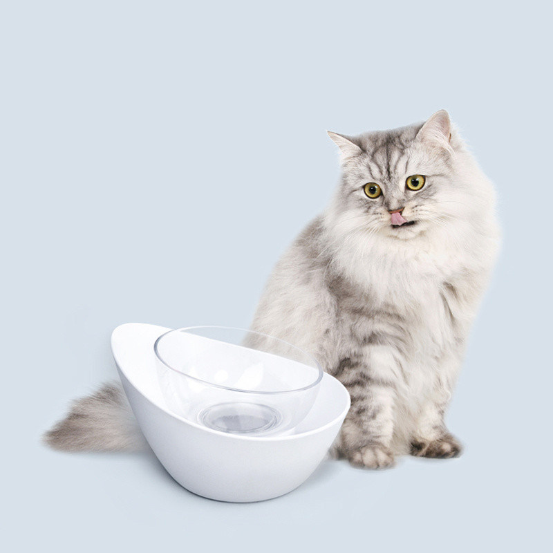 Cuenco elevado para gatos - Plato de porcelana elevado - Perfecto para comida húmeda y seca para gatos