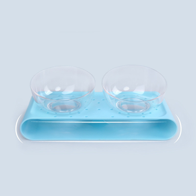 Nuevo estilo de 2 cuencos ABS Eco-amigable comedor para mascotas alimentación de comida cuenco