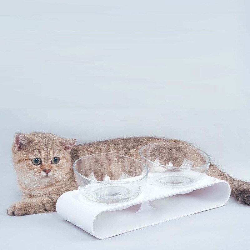 Nuevo estilo de 2 cuencos ABS Eco-amigable comedor para mascotas alimentación de comida cuenco