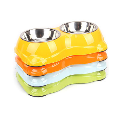 Cuenco para mascotas de silicona anti saltos con cuenco doble de acero inoxidable