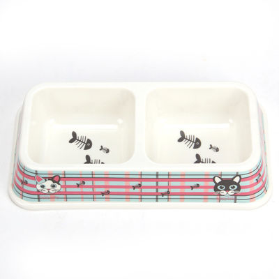 Precio al por mayor Factory Customized Double Square Melamine Dog&Cat Pet Bowl El precio de venta al por mayor