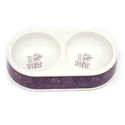 Nuevo estilo Eco-Friendly Bamboo Fiber Pet Bowl (doble tazón)
